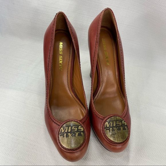 Rare Miss Sixty Leather Platform High Heels 4.5” Dusty Rose Pink Size 37 / 6.5 - Picture 9 of 14